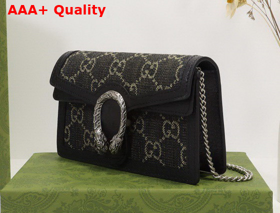 Gucci Dionysus GG Super Mini Bag Black and Ivory GG Denim Jacquard 476432 Replica