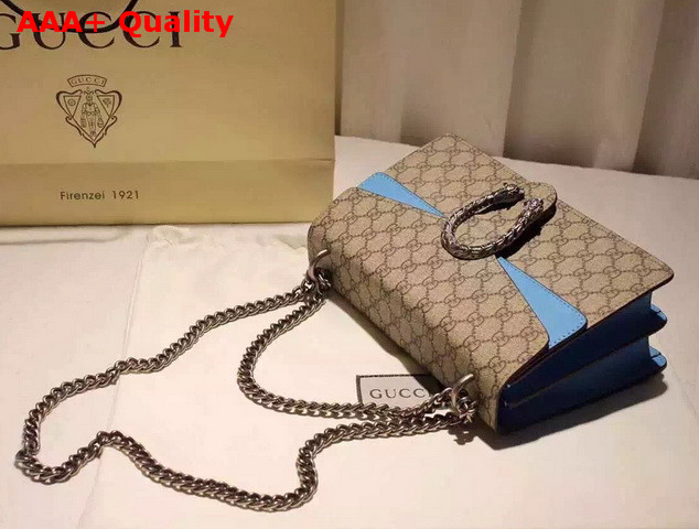 Gucci Dionysus GG Supreme Canvas Shoulder Bag with Blue Suede Detail Replica