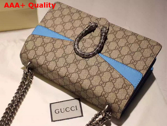 Gucci Dionysus GG Supreme Canvas Shoulder Bag with Blue Suede Detail Replica