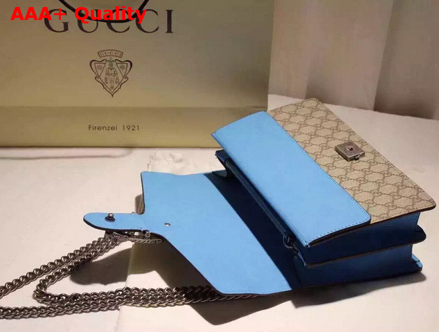 Gucci Dionysus GG Supreme Canvas Shoulder Bag with Blue Suede Detail Replica