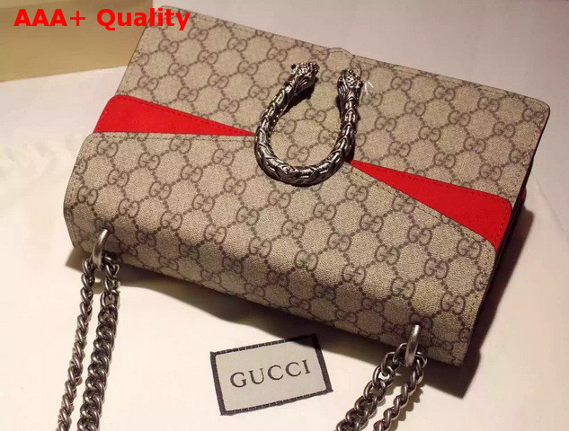 Gucci Dionysus GG Supreme Canvas Shoulder Bag with Red Suede Detail Replica