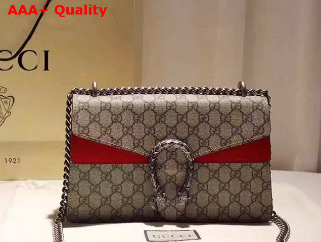 Gucci Dionysus GG Supreme Canvas Shoulder Bag with Red Suede Detail Replica