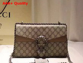 Gucci Dionysus GG Supreme Canvas Shoulder Bag with Taupe Suede Detail Replica