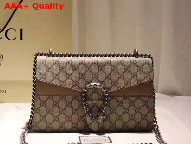 Gucci Dionysus GG Supreme Canvas Shoulder Bag with Taupe Suede Detail Replica