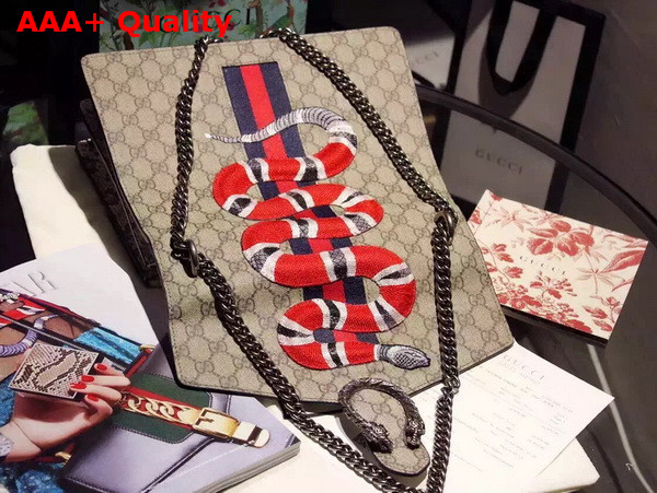 Gucci Dionysus GG Supreme Embroidered Bag with Snakeskin Replica