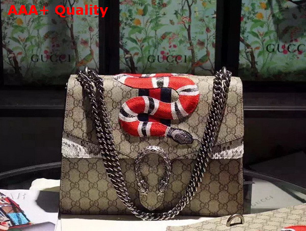 Gucci Dionysus GG Supreme Embroidered Bag with Snakeskin Replica