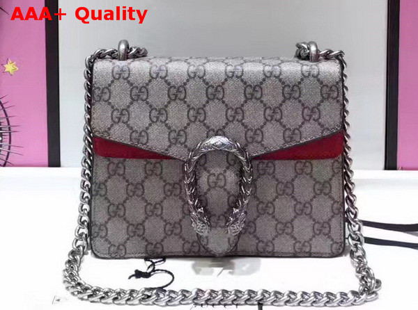 Gucci Dionysus GG Supreme Mini Bag with Red Suede Trim Replica