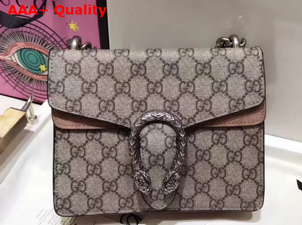 Gucci Dionysus GG Supreme Mini Bag with Taupe Suede Trim Replica