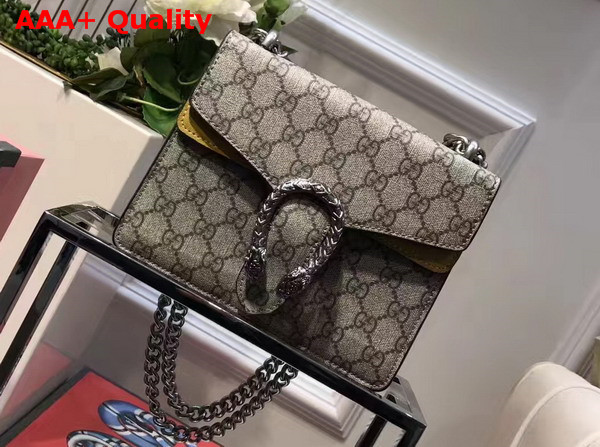 Gucci Dionysus GG Supreme Mini Bag with Yellow Suede Trim Replica