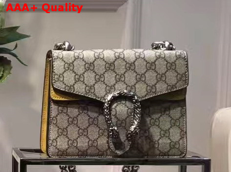 Gucci Dionysus GG Supreme Mini Bag with Yellow Suede Trim Replica