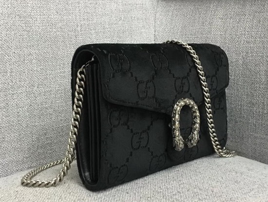 Gucci Dionysus GG Velvet Mini Chain Bag in Black