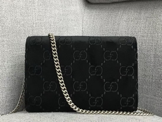 Gucci Dionysus GG Velvet Mini Chain Bag in Black