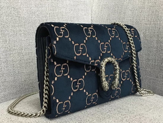 Gucci Dionysus GG Velvet Mini Chain Bag in Blue