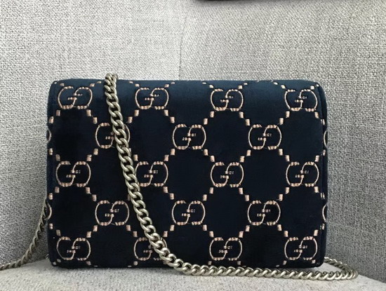 Gucci Dionysus GG Velvet Mini Chain Bag in Blue