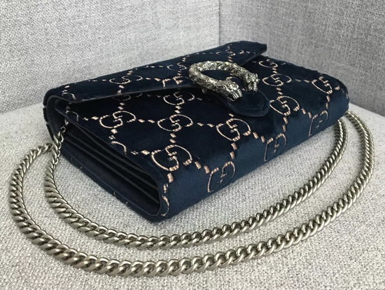 Gucci Dionysus GG Velvet Mini Chain Bag in Blue