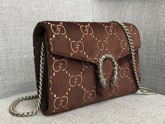 Gucci Dionysus GG Velvet Mini Chain Bag in Brown GG Velvet