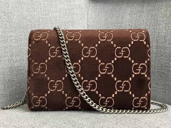 Gucci Dionysus GG Velvet Mini Chain Bag in Brown GG Velvet