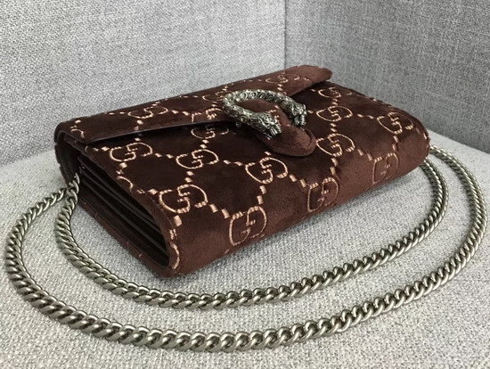 Gucci Dionysus GG Velvet Mini Chain Bag in Brown GG Velvet