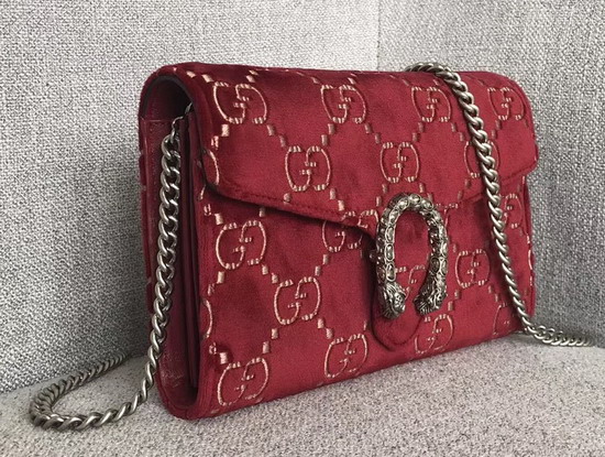 Gucci Dionysus GG Velvet Mini Chain Bag in Red GG Velvet