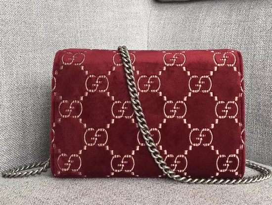 Gucci Dionysus GG Velvet Mini Chain Bag in Red GG Velvet