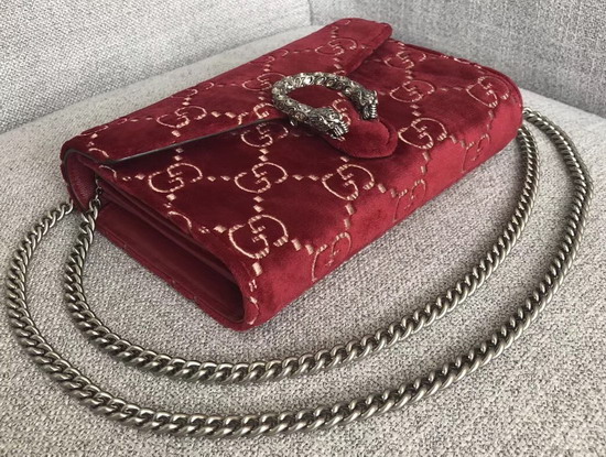 Gucci Dionysus GG Velvet Mini Chain Bag in Red GG Velvet