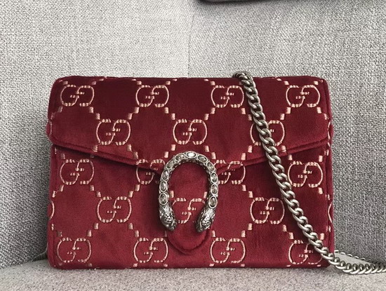 Gucci Dionysus GG Velvet Mini Chain Bag in Red GG Velvet