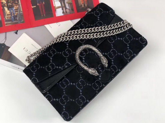 Gucci Dionysus GG Velvet Small Shoulder Bag Black GG Velvet