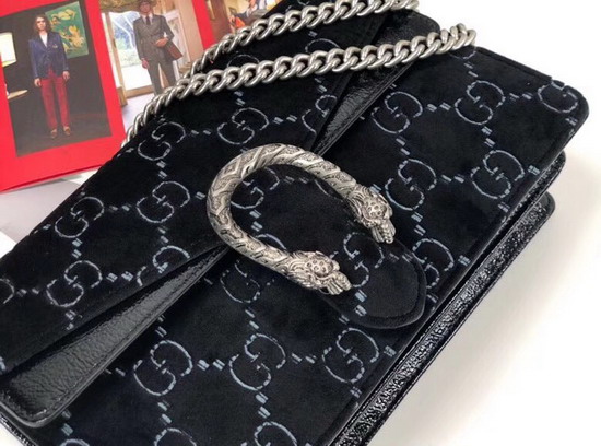 Gucci Dionysus GG Velvet Small Shoulder Bag Black GG Velvet