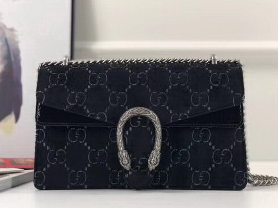 Gucci Dionysus GG Velvet Small Shoulder Bag Black GG Velvet