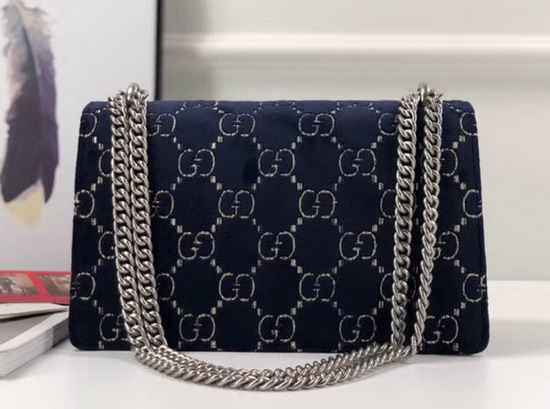 Gucci Dionysus GG Velvet Small Shoulder Bag Blue GG Velvet