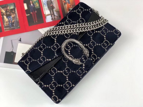 Gucci Dionysus GG Velvet Small Shoulder Bag Blue GG Velvet