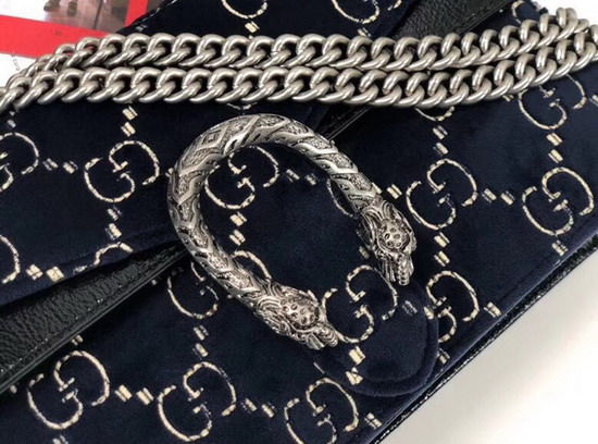 Gucci Dionysus GG Velvet Small Shoulder Bag Blue GG Velvet