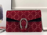 Gucci Dionysus GG Velvet Small Shoulder Bag Red GG Velvet