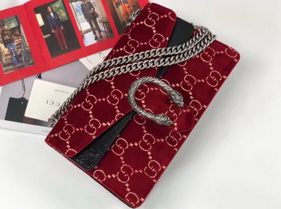 Gucci Dionysus GG Velvet Small Shoulder Bag Red GG Velvet