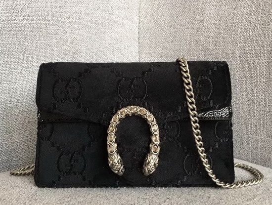 Gucci Dionysus GG Velvet Super Mini Bag in Black