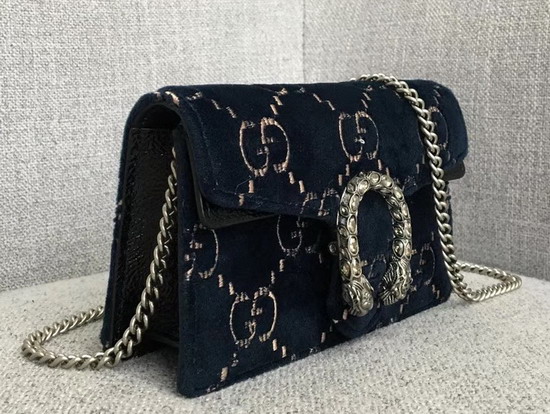 Gucci Dionysus GG Velvet Super Mini Bag in Blue