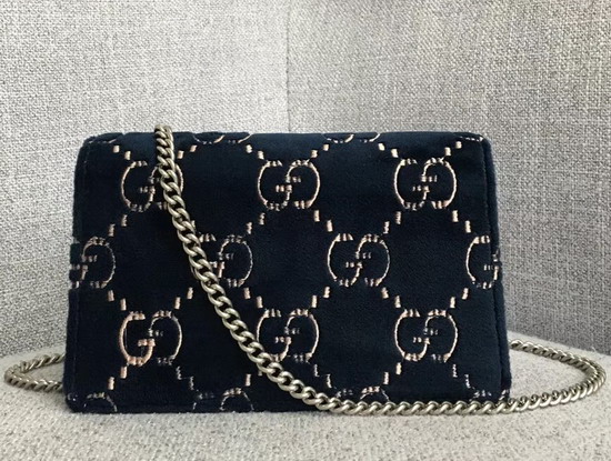 Gucci Dionysus GG Velvet Super Mini Bag in Blue