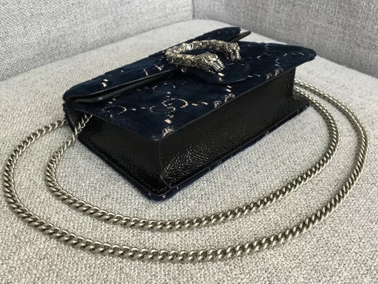 Gucci Dionysus GG Velvet Super Mini Bag in Blue