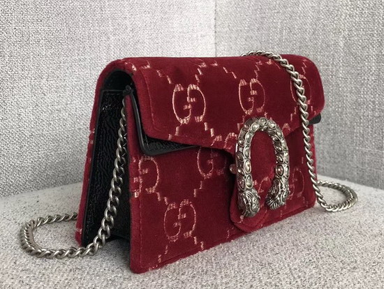 Gucci Dionysus GG Velvet Super Mini Bag in Red