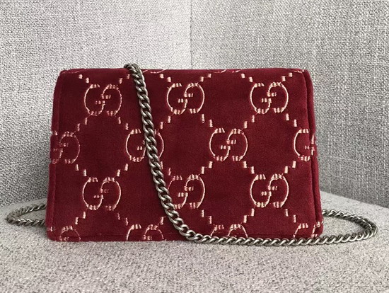 Gucci Dionysus GG Velvet Super Mini Bag in Red