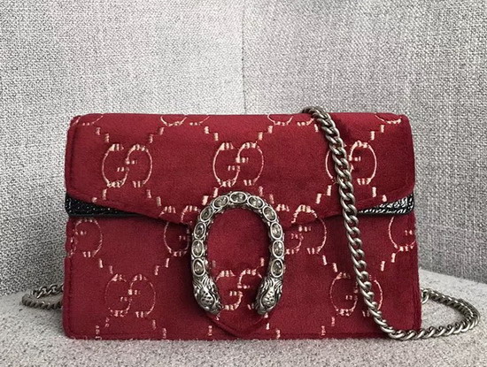 Gucci Dionysus GG Velvet Super Mini Bag in Red