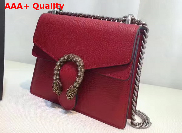 Gucci Dionysus Leather Mini Bag in Red with Crystal Dionysus Buckle Replica