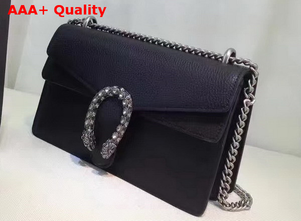 Gucci Dionysus Leather Shoulder Bag in Black with Crystal Dionysus Buckle Replica