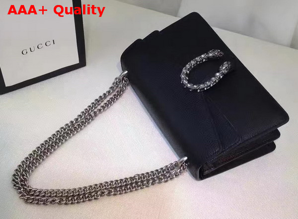 Gucci Dionysus Leather Shoulder Bag in Black with Crystal Dionysus Buckle Replica