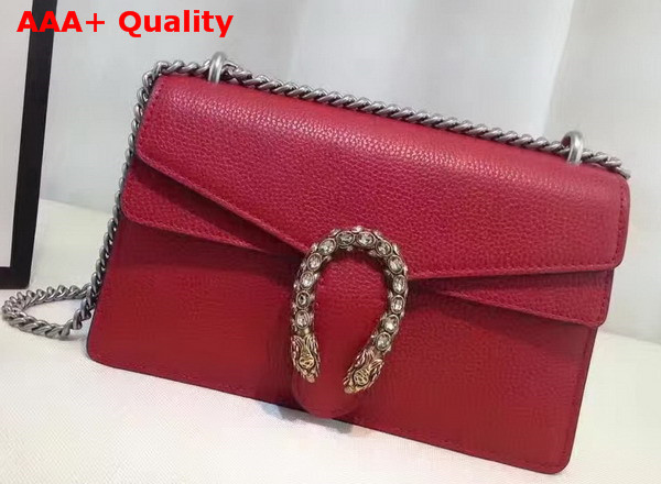 Gucci Dionysus Leather Shoulder Bag in Red with Crystal Dionysus Buckle Replica