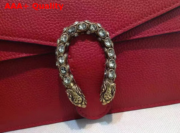 Gucci Dionysus Leather Shoulder Bag in Red with Crystal Dionysus Buckle Replica