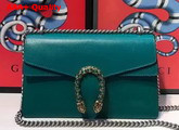 Gucci Dionysus Leather Shoulder Bag with Crystal Dionysus Buckle Turquoise Replica