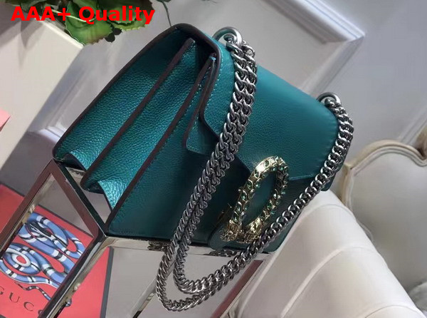 Gucci Dionysus Leather Shoulder Bag with Crystal Dionysus Buckle Turquoise Replica