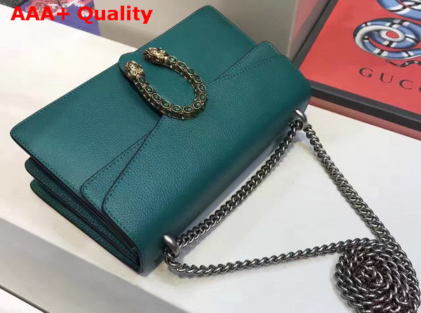 Gucci Dionysus Leather Shoulder Bag with Crystal Dionysus Buckle Turquoise Replica