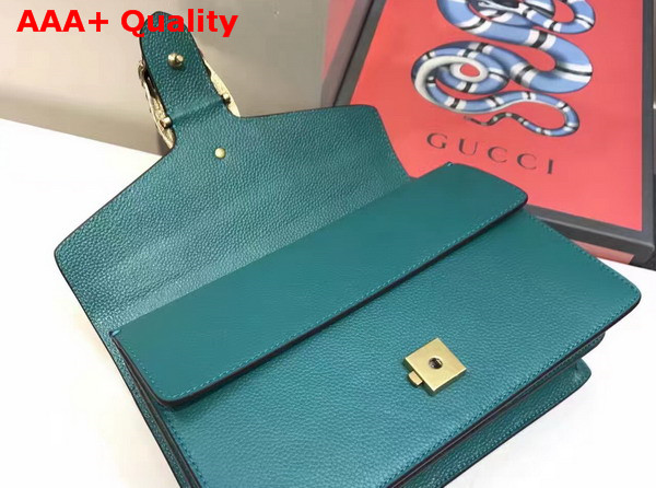 Gucci Dionysus Leather Shoulder Bag with Crystal Dionysus Buckle Turquoise Replica